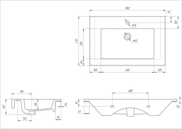 Раковина Kirovit Оскар 85 керамическая