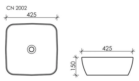 Умывальник чаша FORM накладная квадратная 420x420x145мм