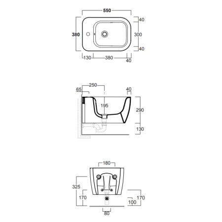 Simas Henges Биде подвесное 38х55см., 1 отв., цвет: nero matt