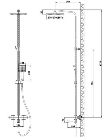 Душевая система ESKO Singapore black с термостатом STT5054 BL черный