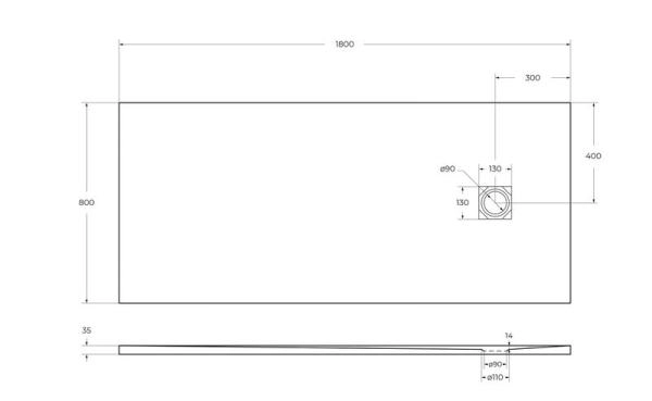 Душевой поддон BelBagno 180x80 искусственный камень белый прямоугольный TRAY-MR-UNO-AH-180/80-35-W-CR
