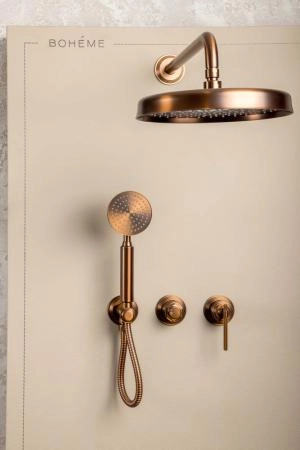 Смеситель встроенный + верхний+ ручной душ Boheme ETERNA BRUSHED BRONZE 174-BRB