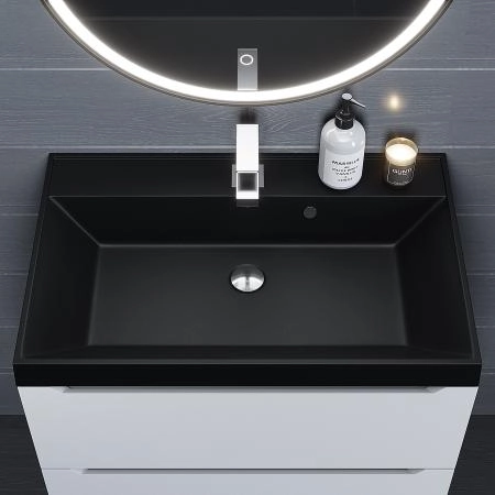 Раковина кварцевая Uperwood Classic Quartz 70 см, черная матовая, космос