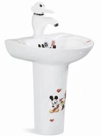 Раковина SantiLine SL-2115 36x34 подвесная керамическая белый с рисунком