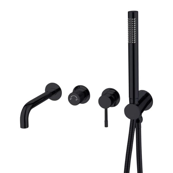 Смеситель встроенный + ручной душ + излив Boheme Uno Shine Gun Metall 464-3-SGM