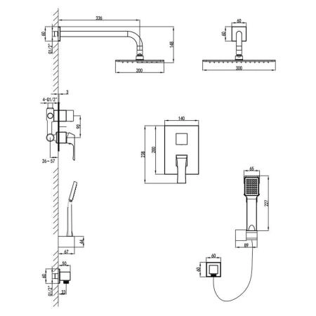 Душевая система Lemark Unit LM4529C для душа, встраиваемый