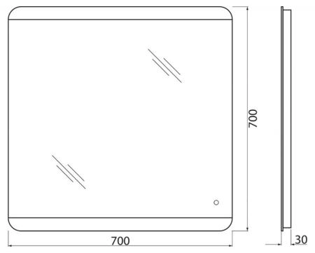 Зеркало Belbagno SPC-CEZ-700-700-LED-BTN Led подсветка вкл/выкл 700x30x700