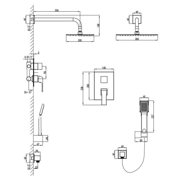 Душевая система Lemark Unit LM4529C для душа, встраиваемый