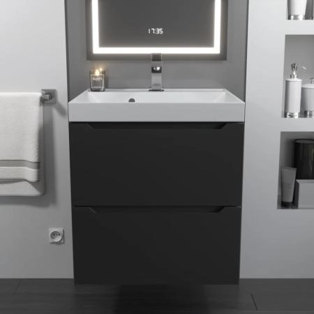 Тумба с раковиной Uperwood Tanos 50 см, подвесная, матовая, черная