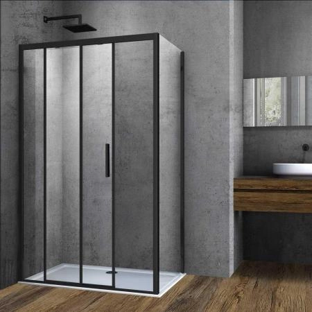 Душевой уголок Vincea Soft VSR-3SO9012CLB, 1200*900, черный, стекло прозрачное