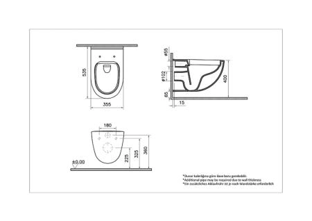 Подвесной унитаз VitrA S40 7759B003-0075 безободковый SmoothFlush