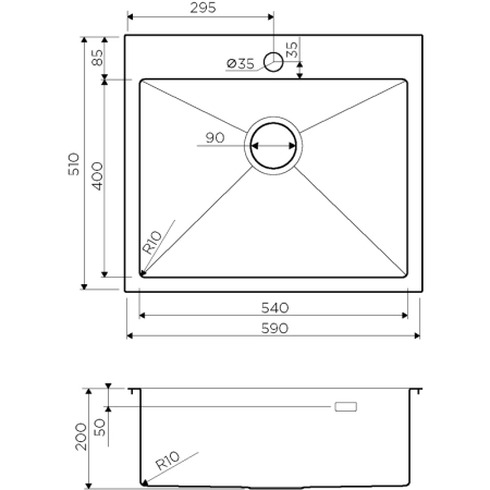 Кухонная мойка Omoikiri Akisame 59-GM 4973096, 590х510, вороненая сталь