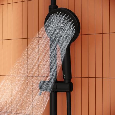 Душевая система VitrA Aquaheat A4720536EXP с термостатическим смесителем и ручным душем матовая черная латунь