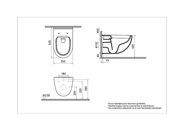 Подвесной унитаз VitrA S40 7759B003-0075 безободковый SmoothFlush