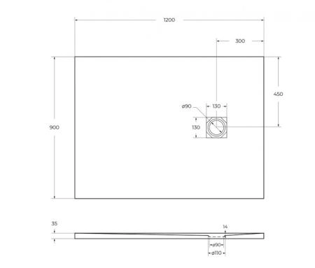 Душевой поддон BelBagno 120x90 искусственный камень чёрный матовый прямоугольный TRAY-MR-UNO-AH-120/90-35-NERO-CR