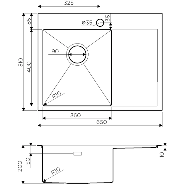 Кухонная мойка Omoikiri Akisame 65-LG-L 4973083, 650*510, светлое золото