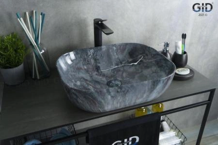 Раковина Gid K397G124 50x40 на столешницу камень глянцевая
