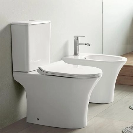 Унитаз CeramaLux 1217-P 66x35х77 см безободковый сиденье микролифт напольный