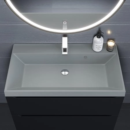 Раковина кварцевая Uperwood Classic Quartz 80 см, серая матовая, платина