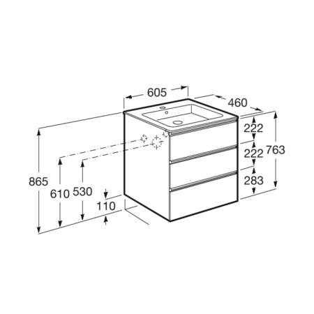 Roca The Gap Тумба подвесная 60x45x74см, с 3 ящиками, цвет: белый