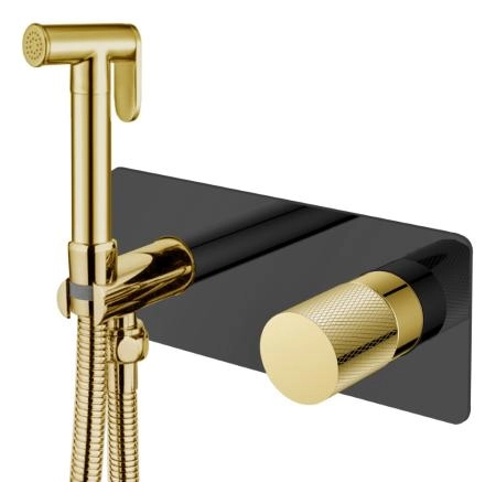 Смеситель гигиенический Boheme STICK BLACK TOUCH GOLD 127-BG.2