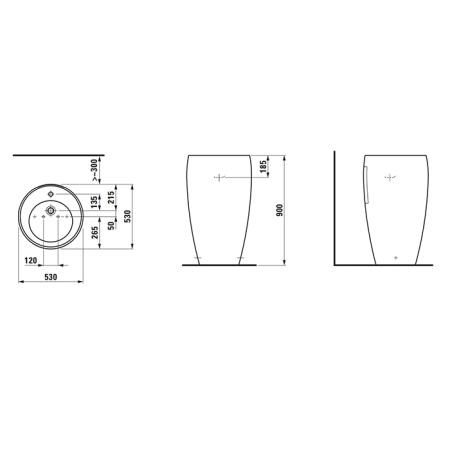 Laufen Alessi One Раковина 53х53х90см, 1 отв., свободностоящие, покрытие LCC, цвет: белый