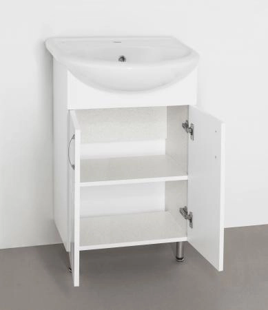 Тумба под раковину Style Line Эко Фьюжн 55 напольная с дверками, белая