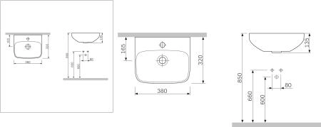 Раковина AM.PM Inspire C504811WH 38 см белый глянец