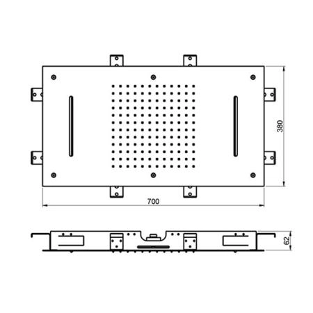 Almar Rectangular Верхний душ, потолочный, 70х38см, 2 режима, цвет: Mirror Stainless Steel
