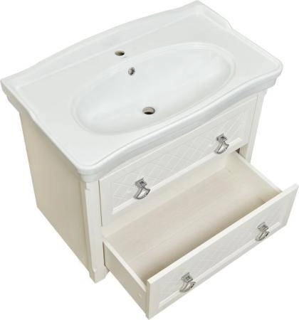 Тумба под раковину ASB-Woodline Верано 85 подвесная Слоновая кость