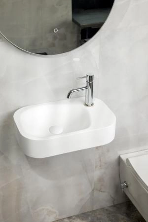 Раковина накладная Boheme COLIBRI Corian 480*320*100 Matt White 902-MW