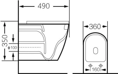 Унитаз Grossman GR-4455SWS (480*365*370) СЕРЕБРО внутри БЕЛЫЙ подвесной Безободковый с тонкой крышкой