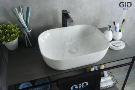 Раковина Gid K397D9 50x40 на столешницу камень глянцевая