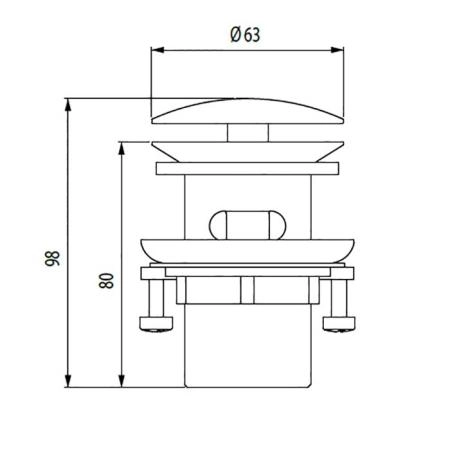 Bossini Inox Автоматический донный клапан из нержавеющей стали  1"1/4, цвет: Сатинированная сталь