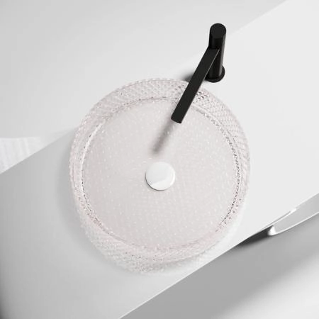 Умывальник чаша накладная круглая (цвет розовый) Cristal 360x360x112мм