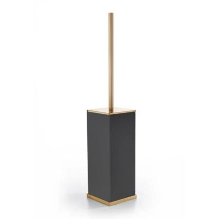 3SC Mood Deluxe Black Туалетный ёршик, напольный, композит Solid Surface, цвет: чёрный матовый/золото 24к.