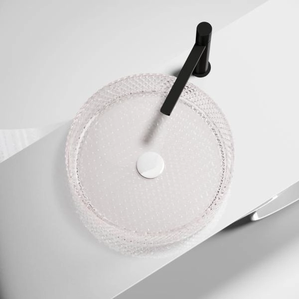 Умывальник чаша накладная круглая (цвет розовый) Cristal 360x360x112мм