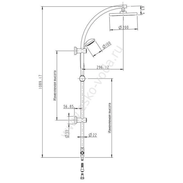 Душевой гарнитур ESKO ST1010, хром