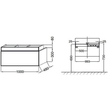 Тумба под раковину Jacob Delafon TERRACE EB1187-M61 100 см цвет мягкий черный