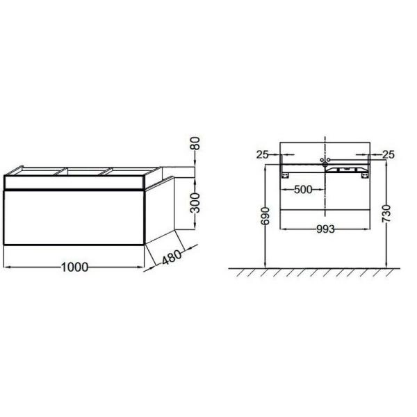 Тумба под раковину Jacob Delafon TERRACE EB1187-M61 100 см цвет мягкий черный