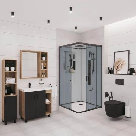 Душевая кабина Niagara Premium NG-6901-01GQ BLACK (900х900х2100) низкий поддон(16 см) стекло ТОНИРОВАННОЕ