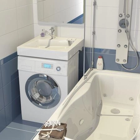 Раковина над стиральной машиной Altasan QUADRO 600х600 с кронштейнами и сливной системой