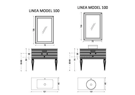 Тумба Boheme Linea 100 черная + золото 842-100-BG