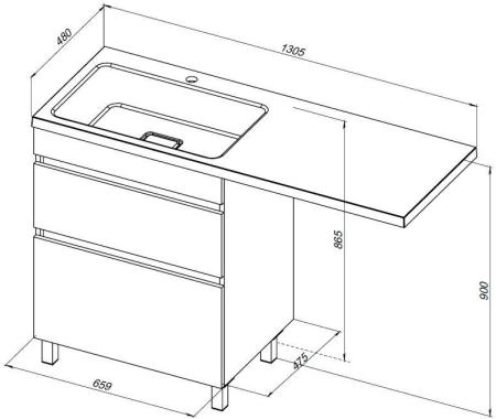 Тумба под раковину Aquanet Вега 68 белый глянец