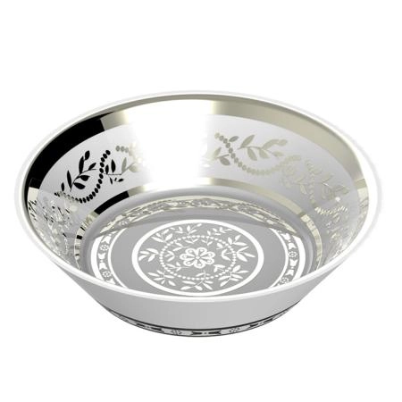 THG MARQUISE BLANC DECOR PLATINE Блюдо керамическое ø130 мм., настольное, декор платина, цвет: белый
