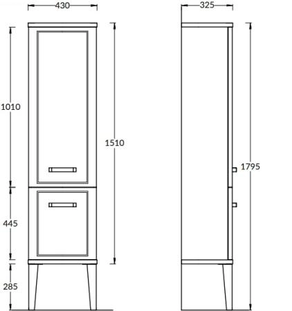 Пенал Kerama Marazzi POMPEI ПОМПЕИ PO.M.150\BLK напольный\подвесной 150, черный глянцевый