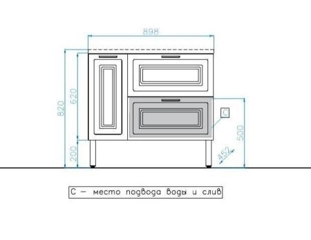 Тумба Style Line Elfante Альба (2 ящ./корзина) Барселона 90 Правая, Люкс, белый, PLUS универсальная