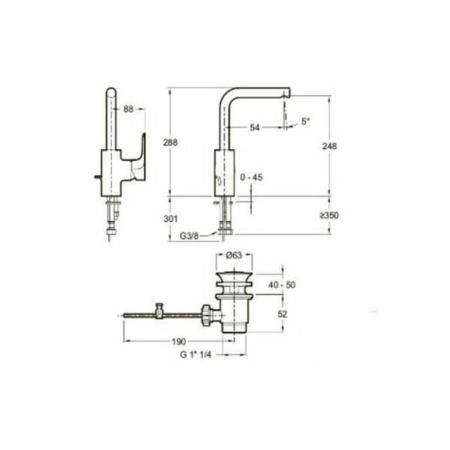 Смеситель Jacob Delafon ALEO E72278-CP для раковины хром с донным клапаном