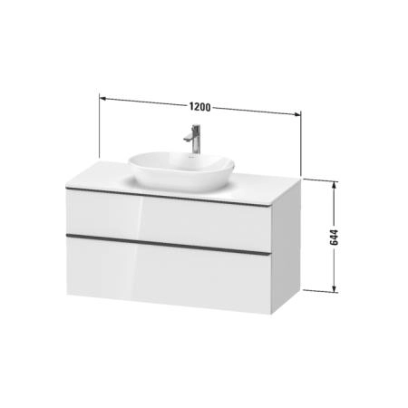 Duravit D-Neo Тумбочка подвесная 64.4x120x55 см, раковина, 2 ящика, цвет: Black Oak