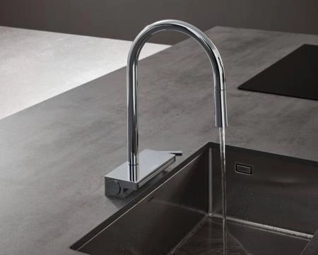 Hansgrohe 73831000 Aquno Select M81 Смеситель для кухни 165 мм, 3 реж., выдвижной излив, sBox, хром